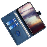 Nokia 1.4 Rustic Two-tone Leather Wallet Case - Blue / Brown