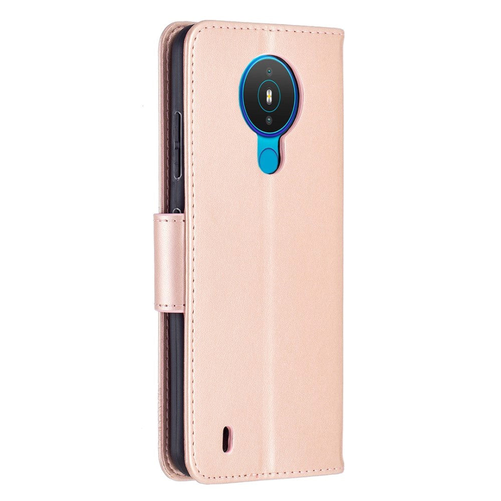 Nokia 1.4 Leather Wallet Case & Strap Butterfly - Rose Gold