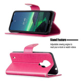 Nokia 1.4 Leather Wallet Case & Strap Butterfly - Pink