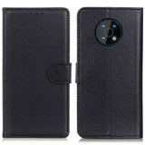 Nokia G50 Litchi Leather Wallet Case - Black