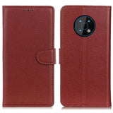 Nokia G50 Litchi Leather Wallet Case - Brown