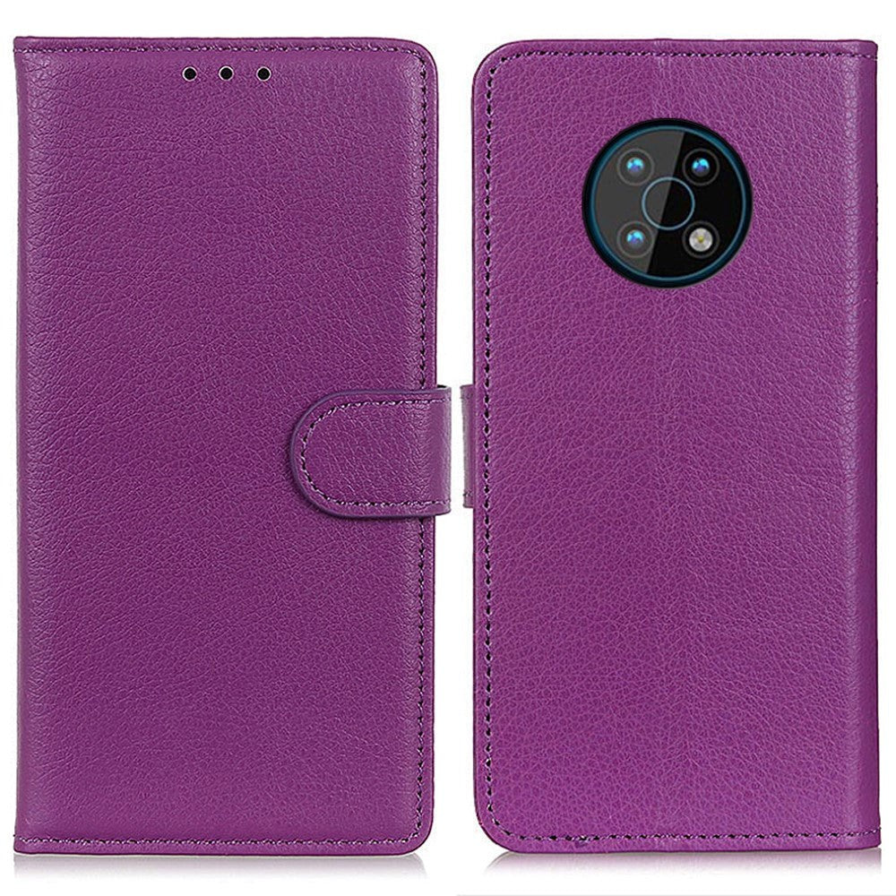 Nokia G50 Litchi Leather Wallet Case - Purple