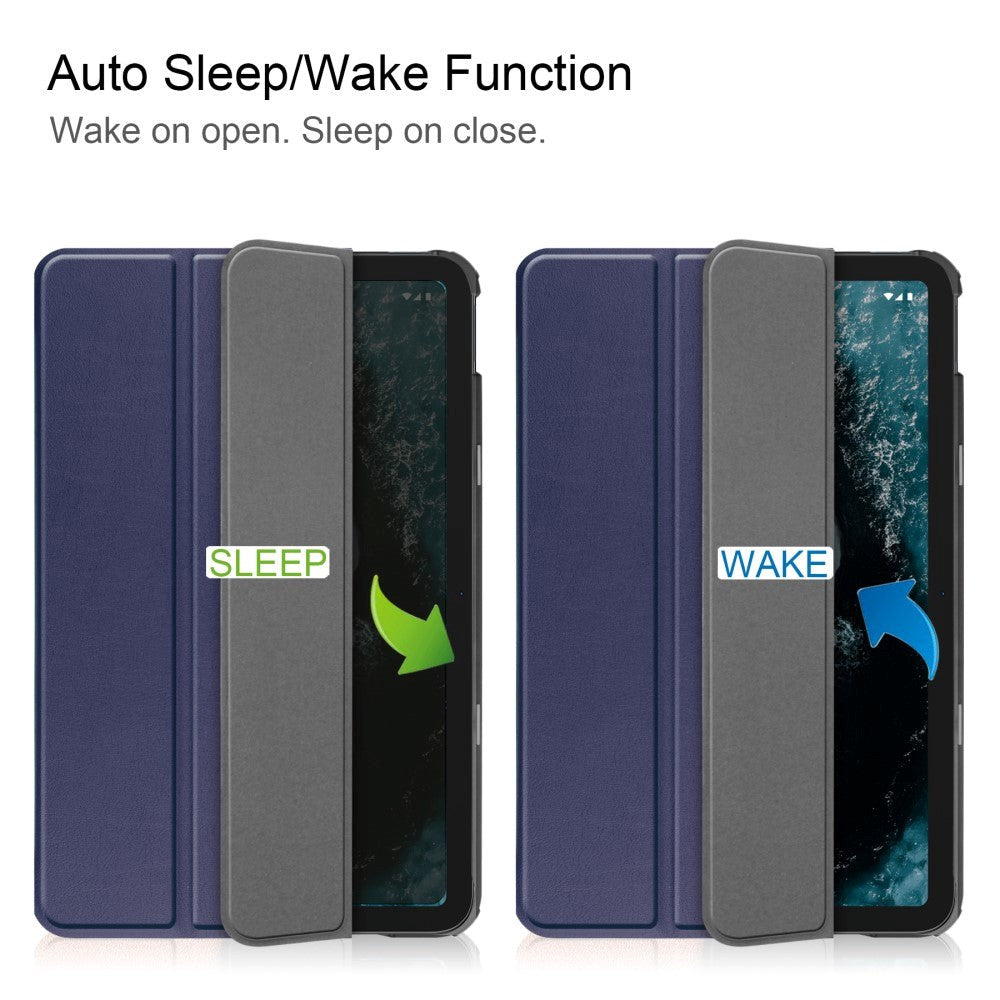 Nokia T20 Tri-fold Flip Case w. Sleep / Wake-up Function - Dark Blue