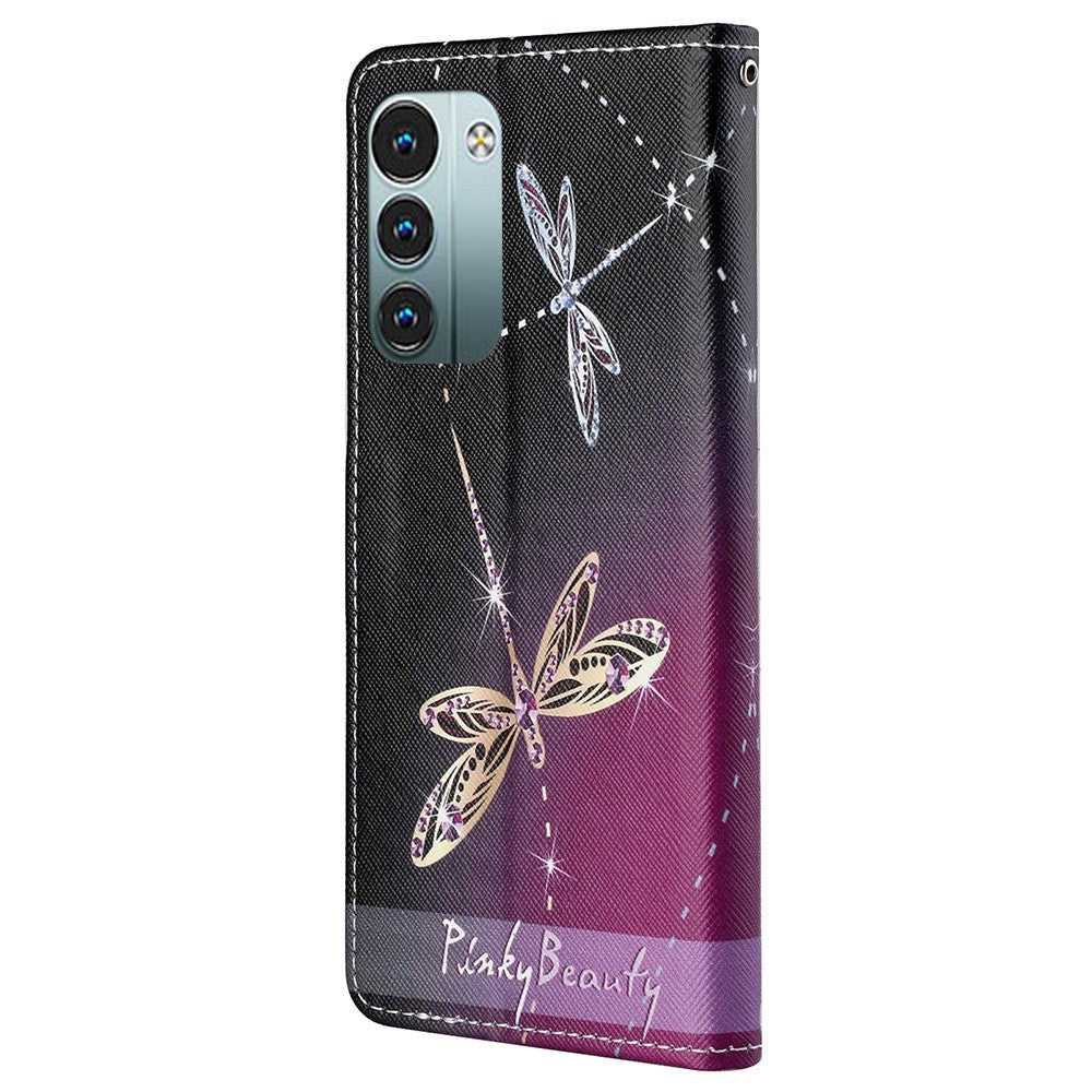 Nokia G21 / G11 Leather Wallet Case and Print - Dragonflies