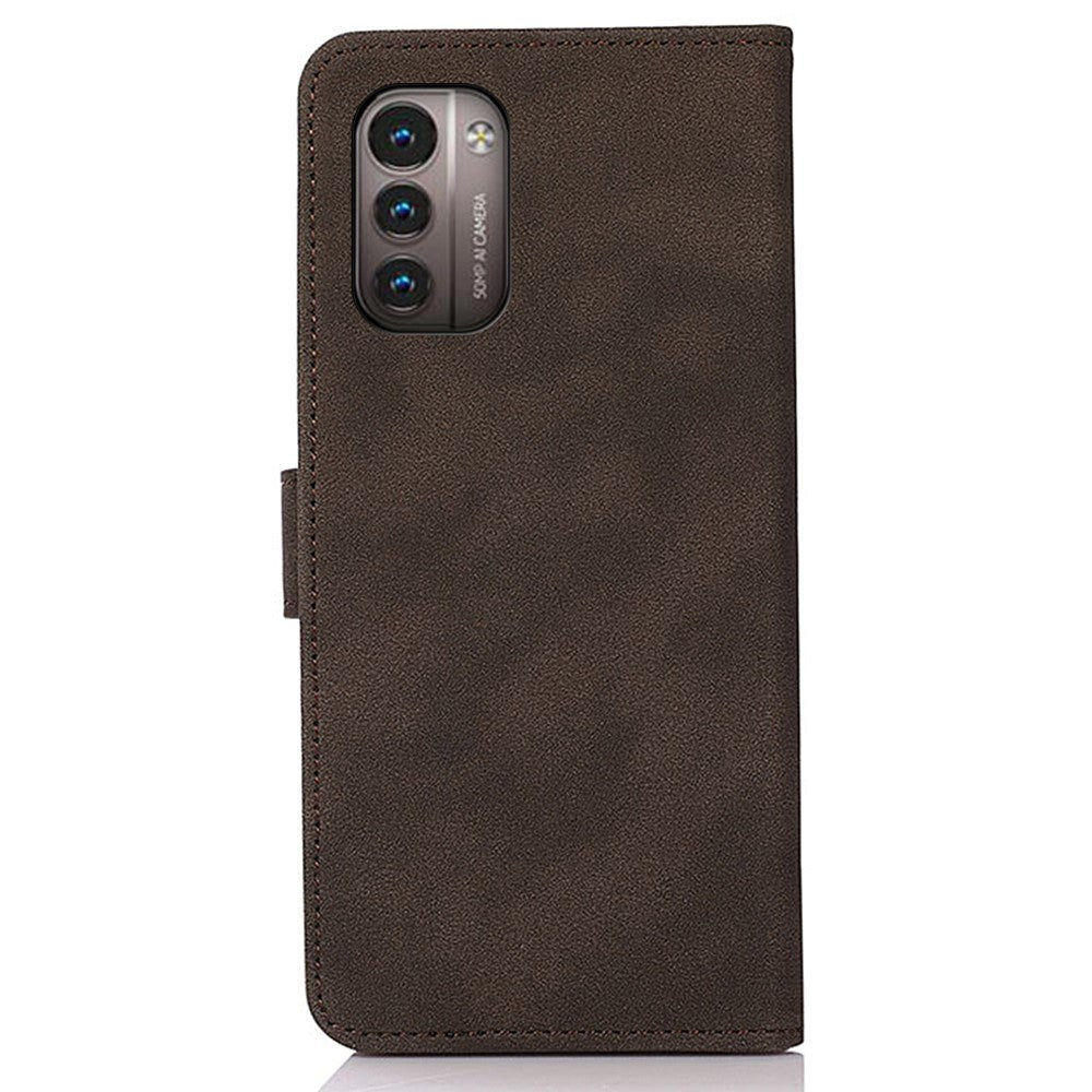 Nokia G21 / G11 Khazneh Leather Wallet Case - Fabric Texture - Brown