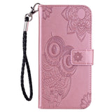 Nokia G21 / G11 Leather Wallet Case Owl & Flowers - Rose Gold