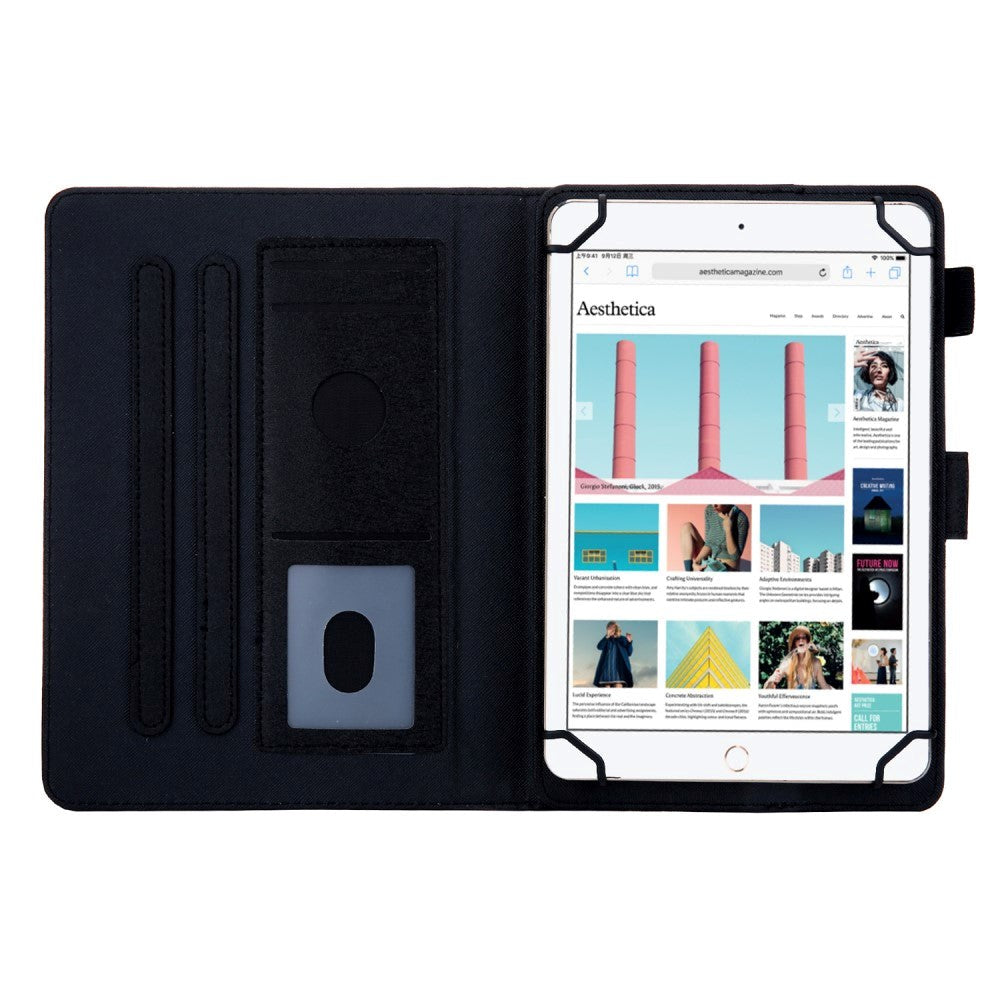 Universal Tablet Leather Case w. Card holder 9-10.5" - Black