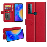 TCL 20 SE Glossy Leather Wallet Case - Red