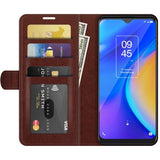 TCL 20 SE Glossy Leather Wallet Case - Brown