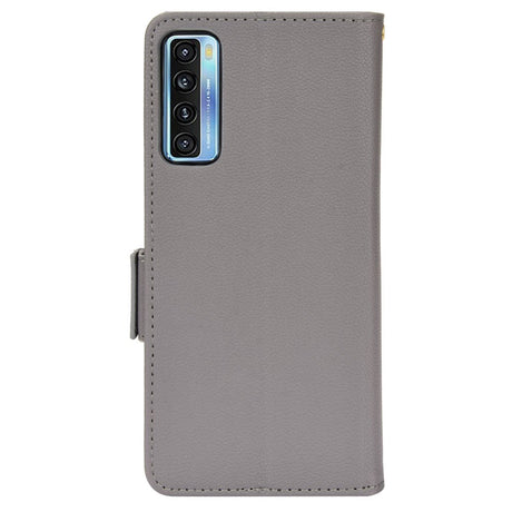 TCL 20L Ultra Litchi Leather Wallet Case - Grey