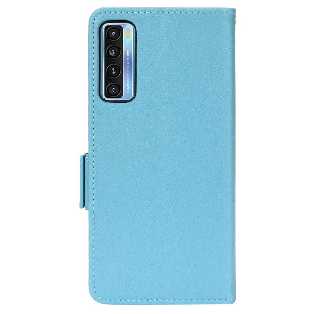 TCL 20L Ultra Litchi Leather Wallet Case - Turquoise