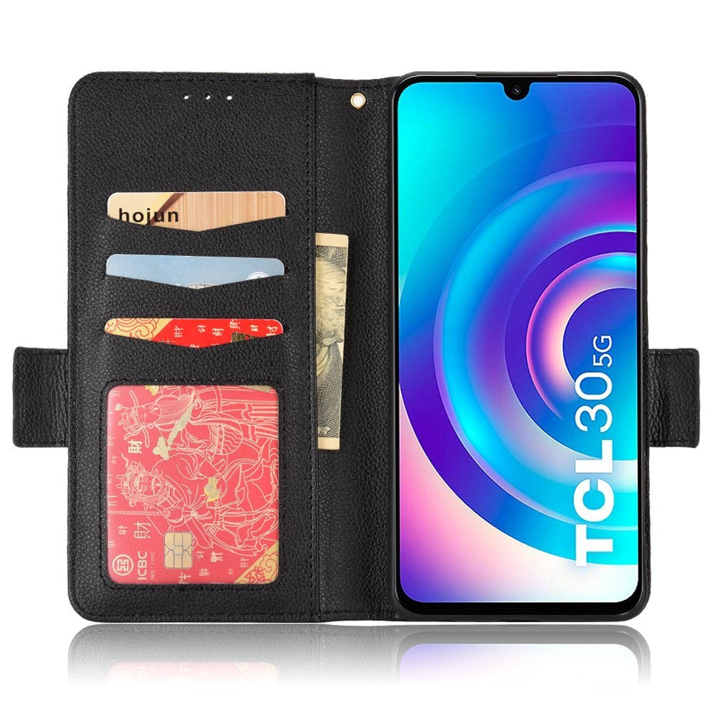 TCL 30 (4G) Ultra Litchi Leather Wallet Case - Black