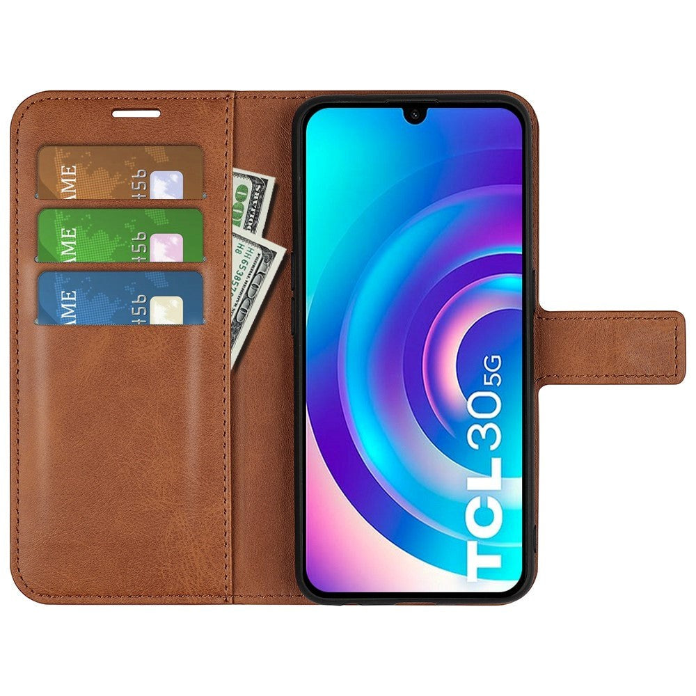 TCL 30 (4G) / (5G) Wallet Case & Stand - Light Brown