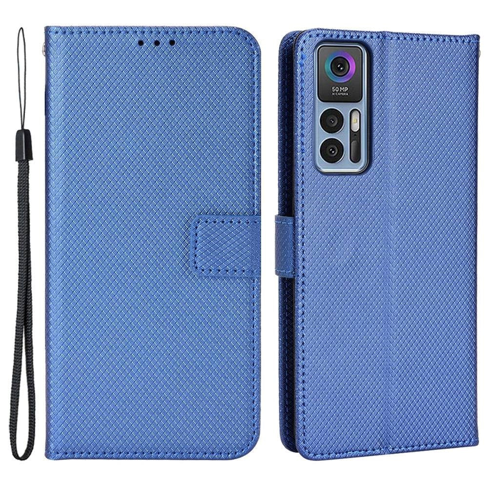 TCL 30 (4G/5G) / 30+ Leather Flip Case with Diamond Texture - Blue