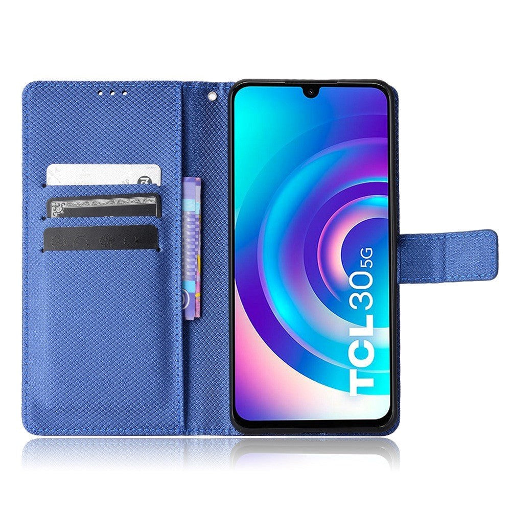 TCL 30 (4G/5G) / 30+ Leather Flip Case with Diamond Texture - Blue