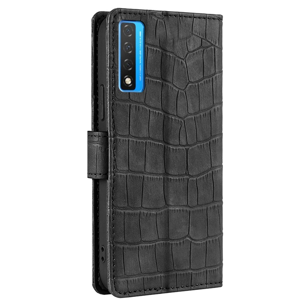 TCL 20L Crocodile Leather Wallet Case - Black