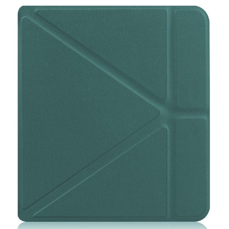 Kobo Libra 2 Origami Artificial Leather Flip Case w. Stand Function - Green