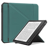 Kobo Libra 2 Origami Artificial Leather Flip Case w. Stand Function - Green