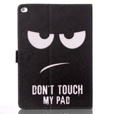 iPad Air 2 Case w. Stand & Card Holder "Don't Touch My Pad" - Black