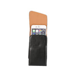 Universal Leather Belt Case V2 (Max Mobile: 135 x 70 x 15 mm) - Black