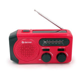 Denver Emergency Radio with Solar Charging - AM / FM Radio - Flashlight - Red