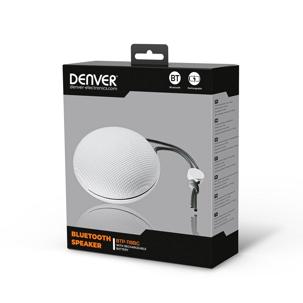 Denver Wireless Bluetooth Speaker with Hanging Strap - Gray