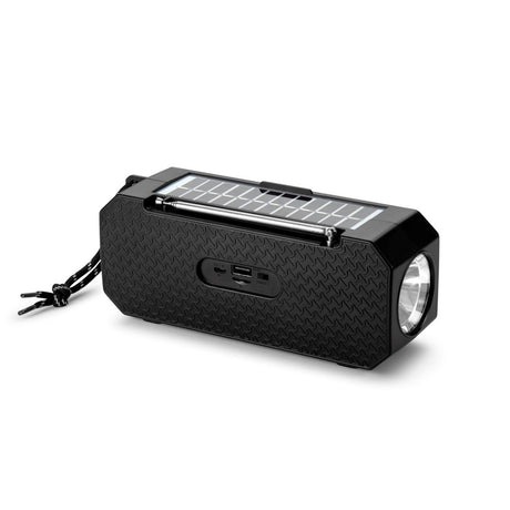 Denver Wireless Bluetooth Speaker with FM Radio & Flashlight - Solar Powered - Black