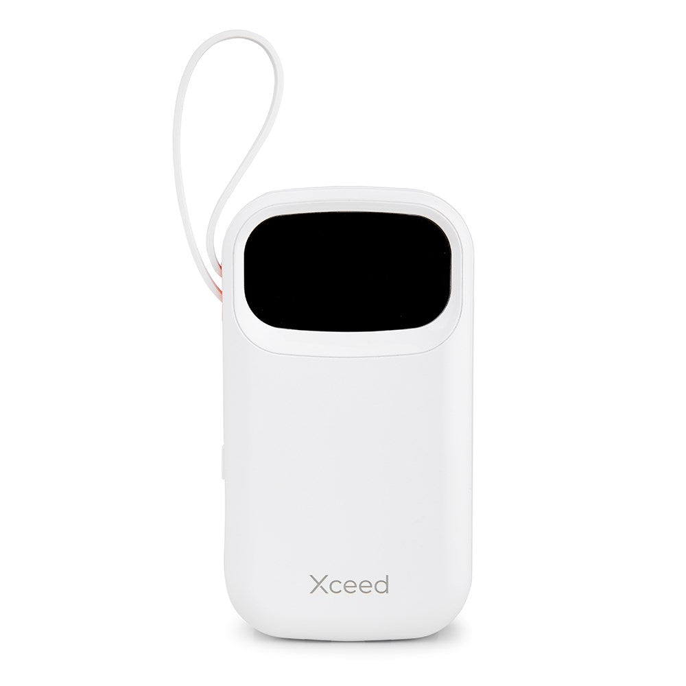 Xceed Powerbank - 10,000 mAh - Built-in Cables - Fast Charging - White