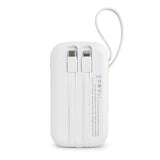 Xceed Powerbank - 10,000 mAh - Built-in Cables - Fast Charging - White