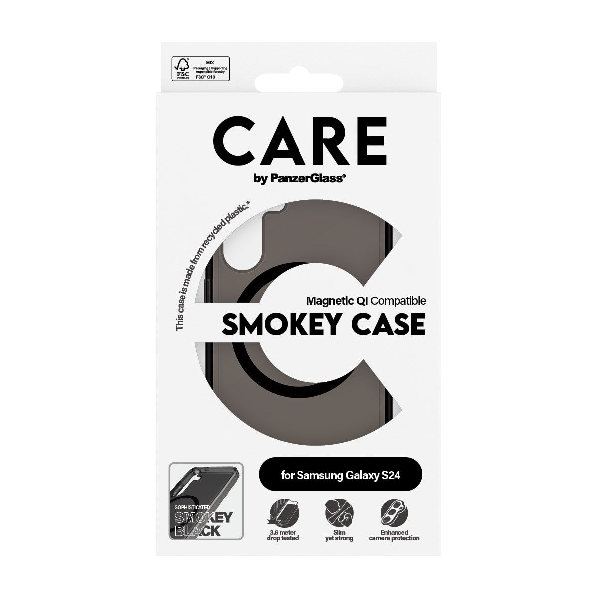 CARE by PanzerGlass Samsung Galaxy S24 FLAGSHIP Urban Combat Case - MagSafe Compatible - Smokey / Black