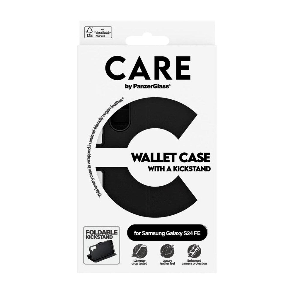 CARE by PanzerGlass Samsung Galaxy S24 FE Feature Wallet Case with Kickstand - Black