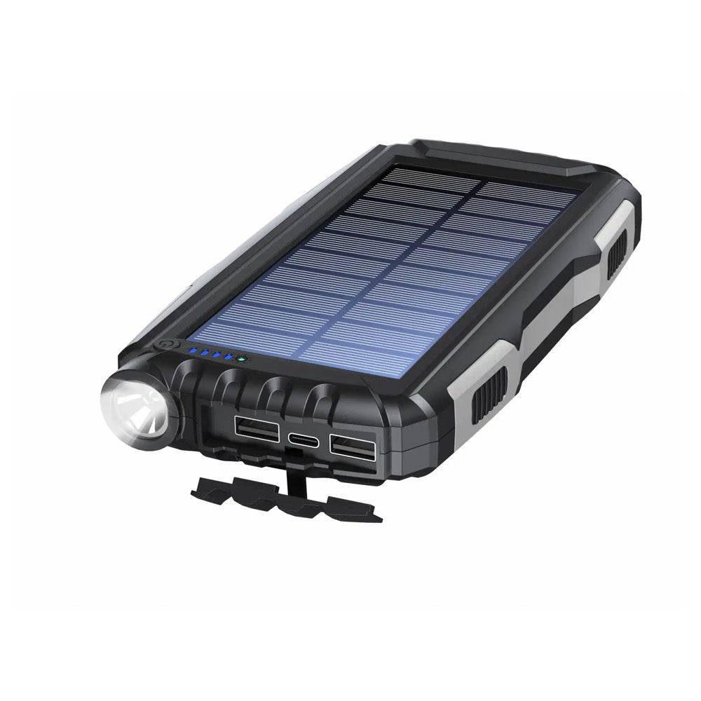 Denver PSO-20010 Solar 20.000mAh PowerBank with USB-A & USB-C - Black