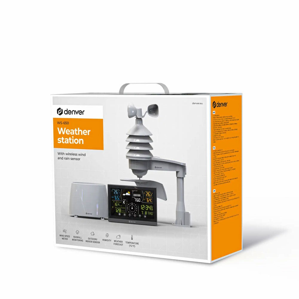 Denver WS-650 Weather Station with Wireless Wind & Rain Sensor - White
