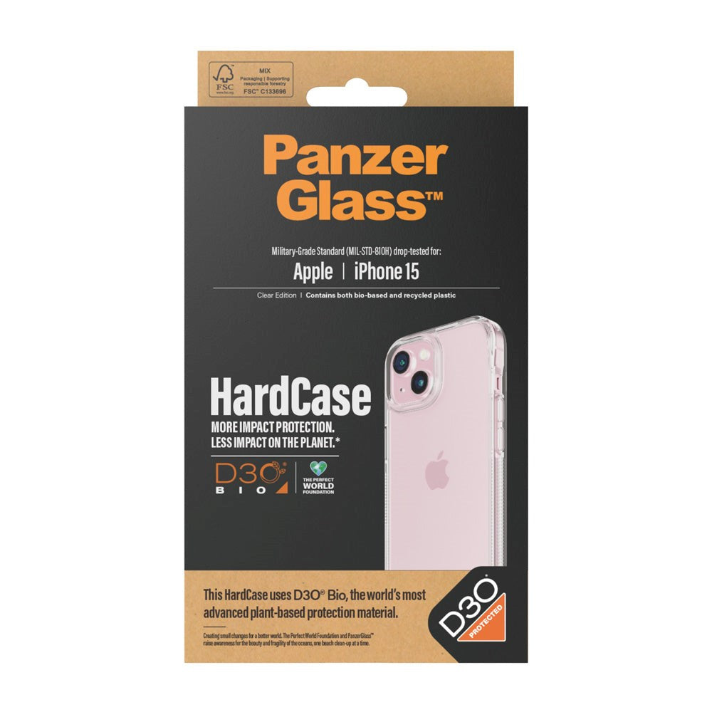 iPhone 15 Back Case PanzerGlass D3O Bio HardCase - Transparent