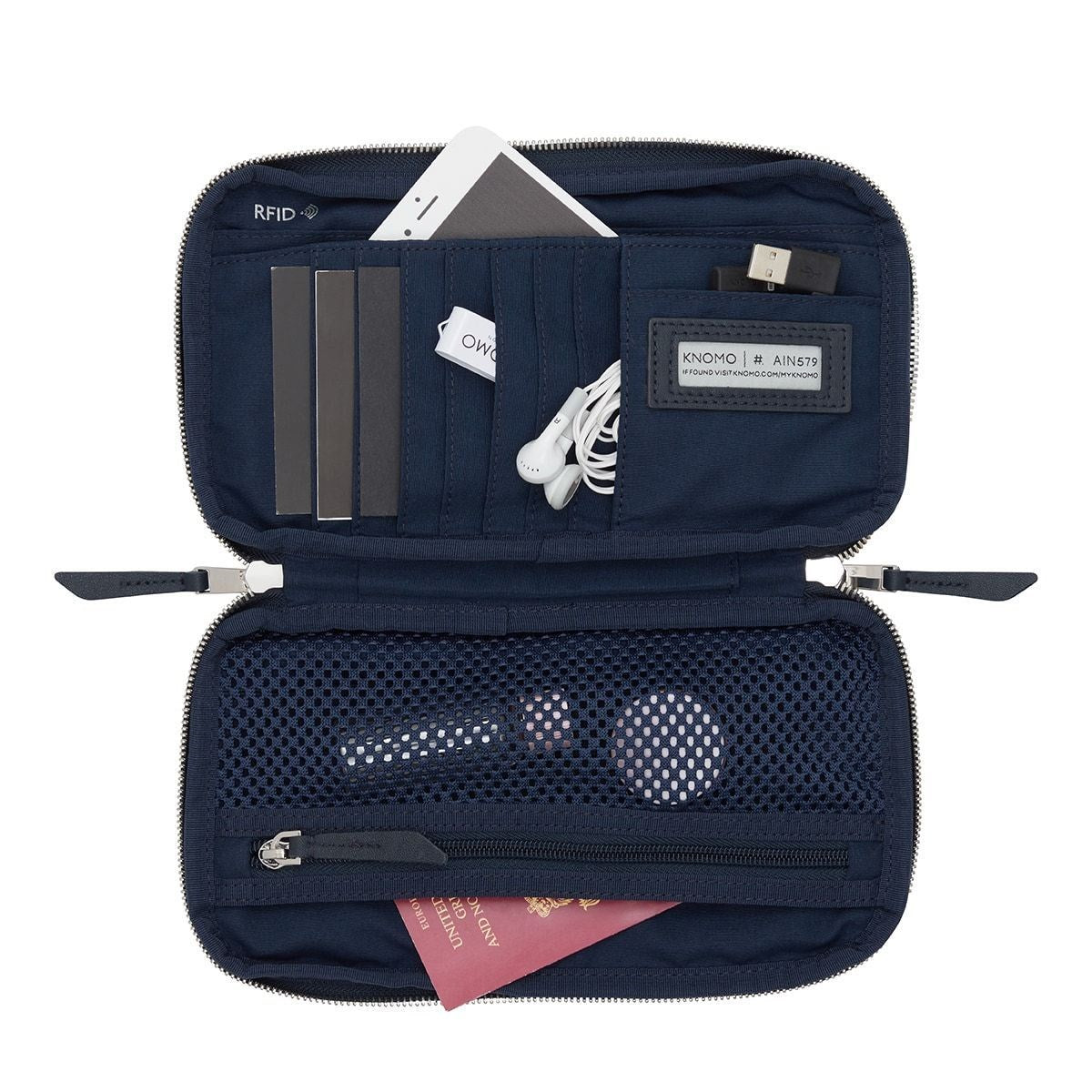 Knomo Knomad Travel Wallet Organiser - Dark Navy Blazer - Blue