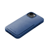 Mujjo iPhone 14 Leather Wallet Case - Blue