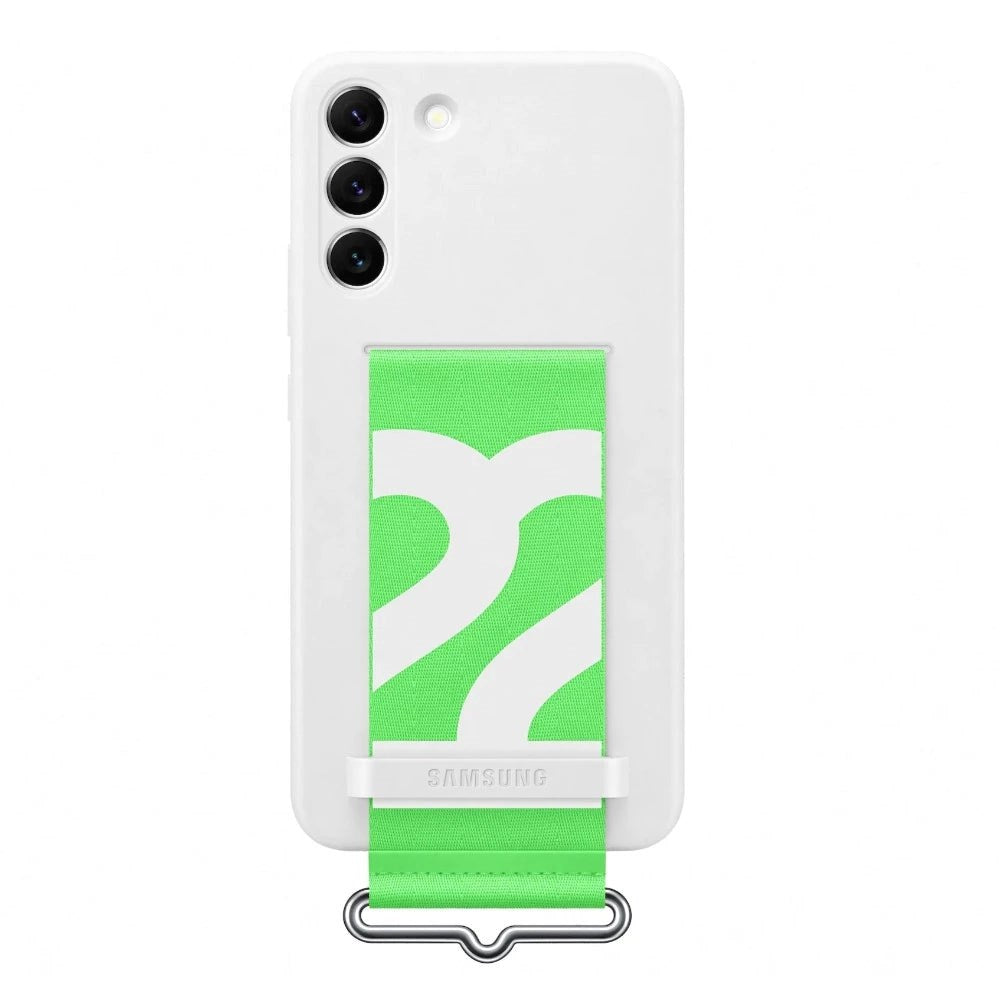 Original Samsung Galaxy S22 Silicone Case w. Strap - White (EF-GS901TWEGWW)