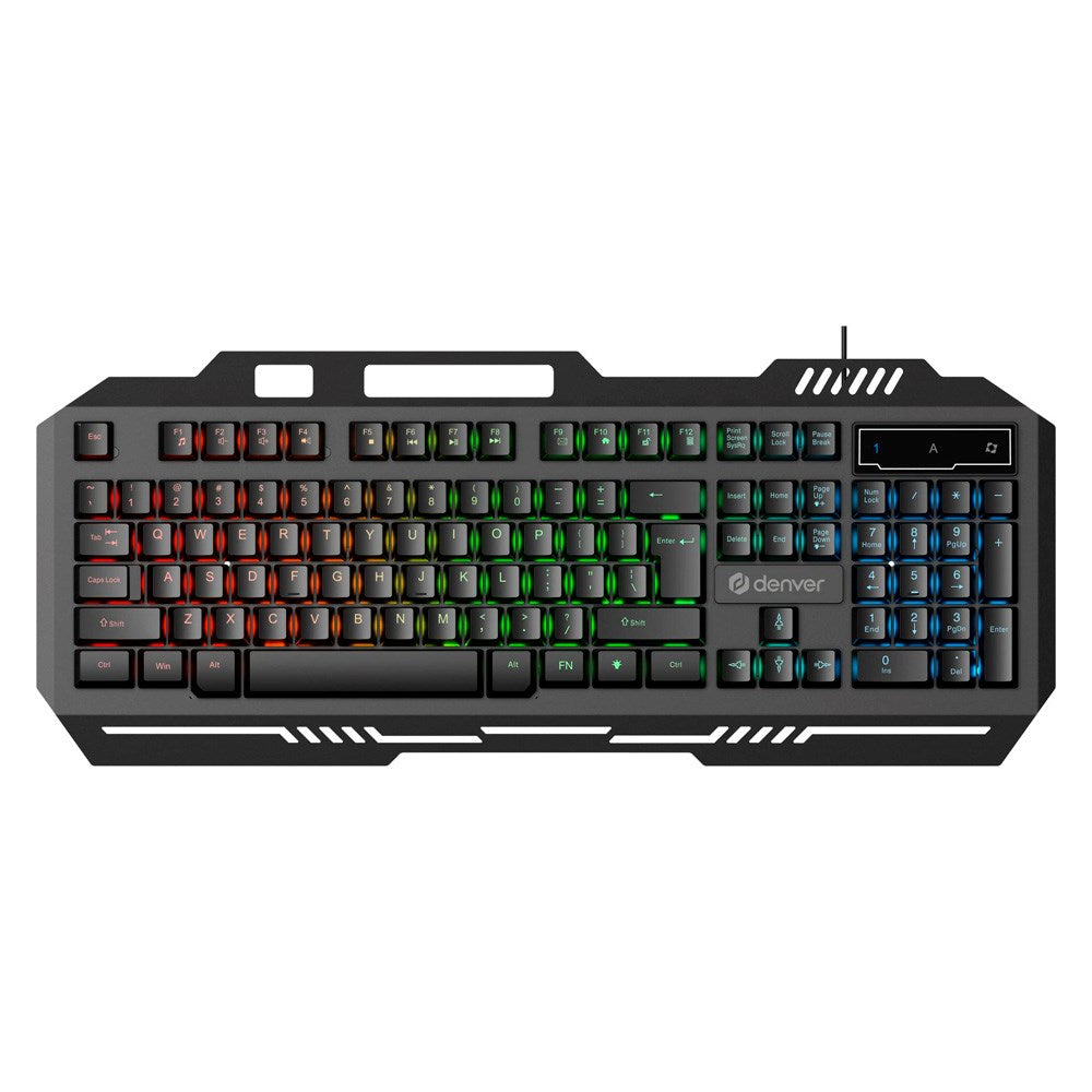Denver GKB-231 Gaming Keyboard with USB Cable & RGB Light - Nordic Layout - Black