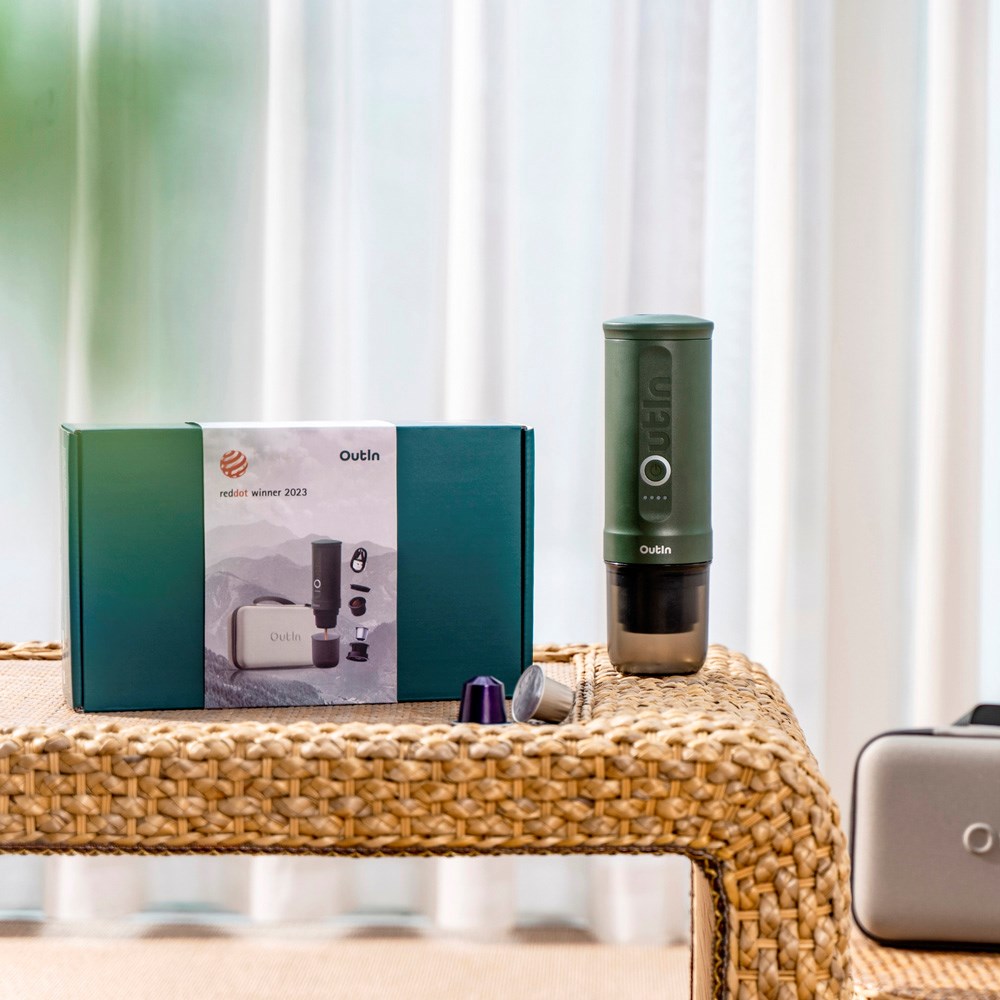 OutIn Nano Portable Espresso Machine Set - Forest Green