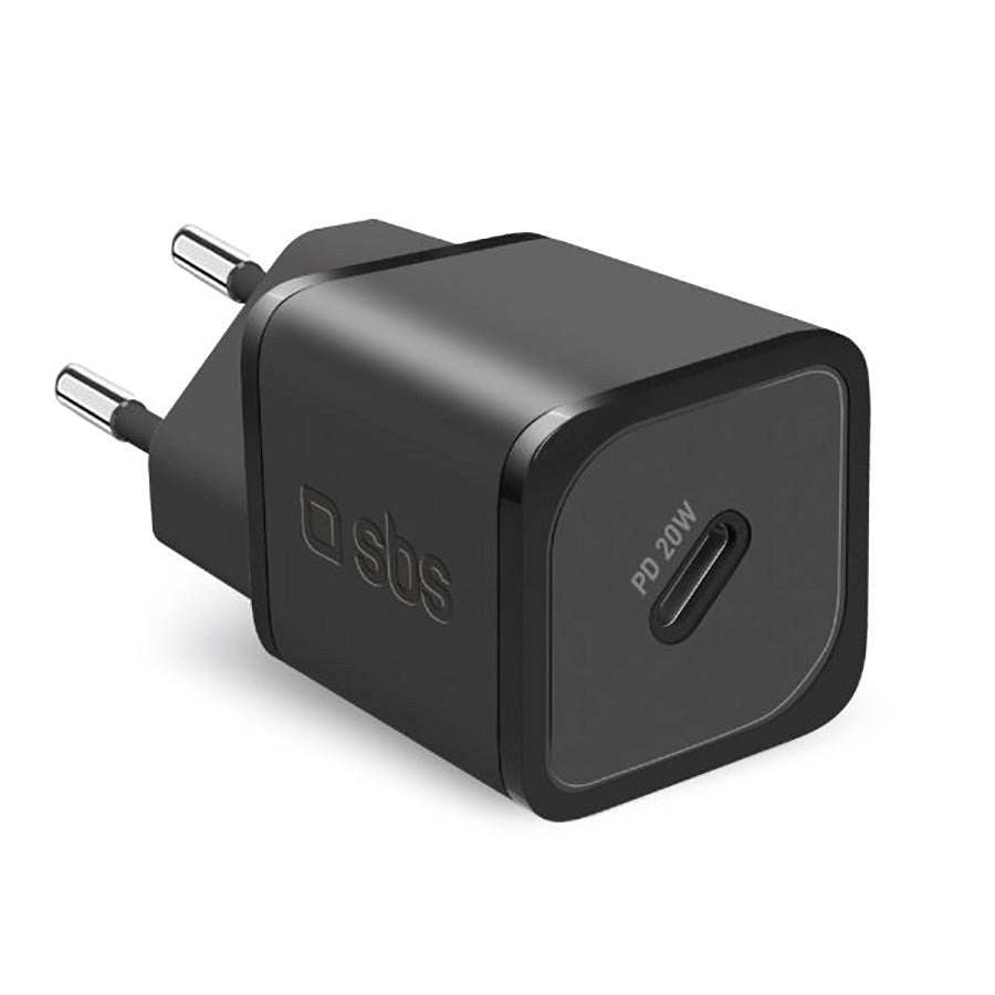 SBS NanoTube 20W GaN Wall Charger with USB-C PD - Black