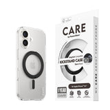 CARE by PanzerGlass iPhone 16 Feature Kickstand Case - MagSafe Compatible - Transparent / Black