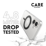 CARE by PanzerGlass iPhone 16 Feature Kickstand Case - MagSafe Compatible - Transparent / Black