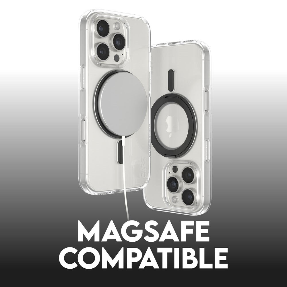 CARE by PanzerGlass iPhone 16 Pro Feature Kickstand Case - MagSafe Compatible - Transparent / Black