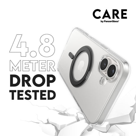 CARE by PanzerGlass iPhone 16 Plus Feature Kickstand Case - MagSafe Compatible - Transparent / Black