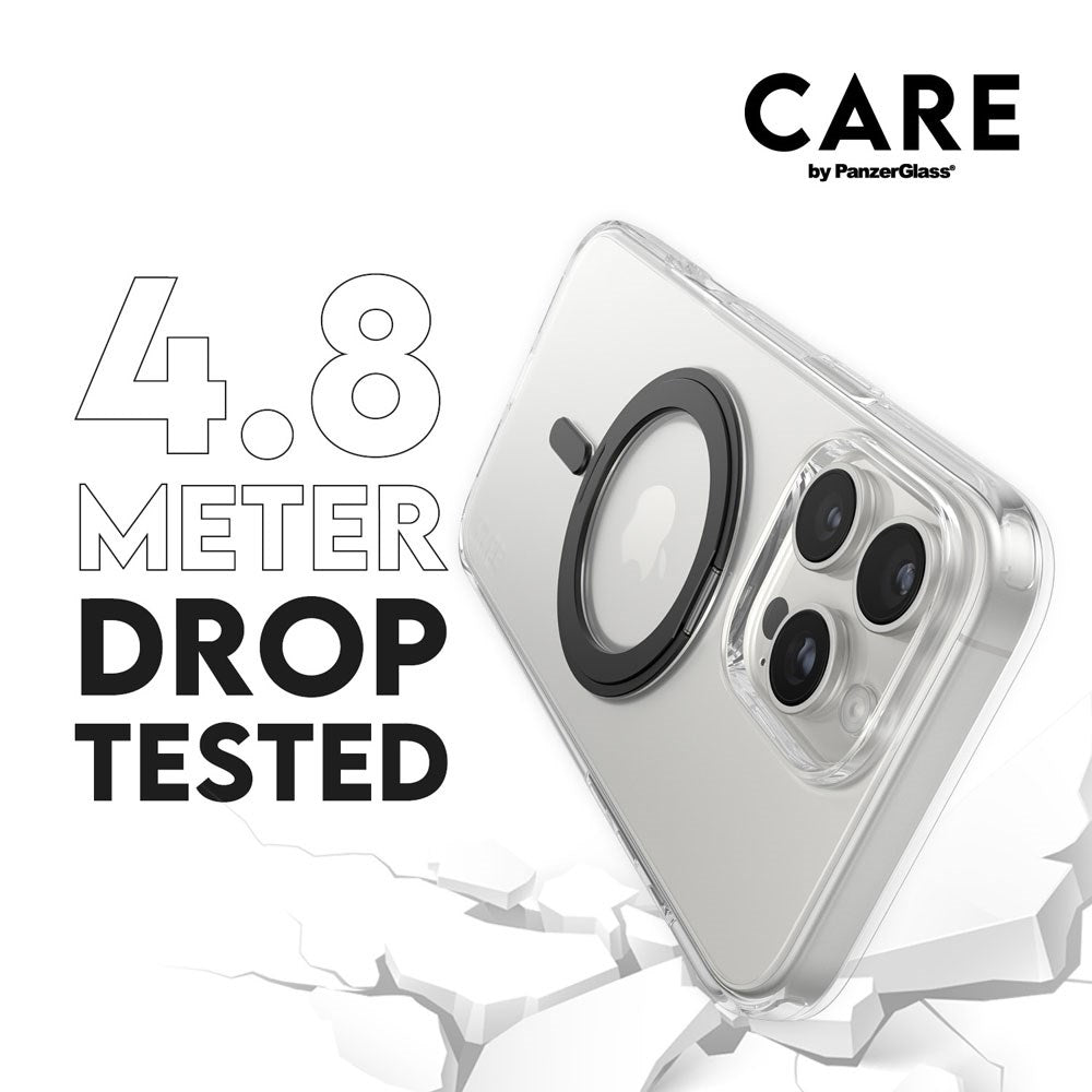 CARE by PanzerGlass iPhone 16 Pro Max Feature Kickstand Case - MagSafe Compatible - Transparent / Black