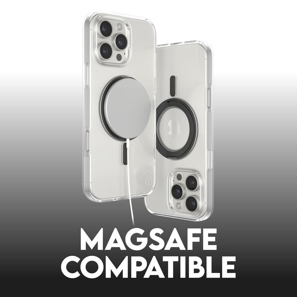 CARE by PanzerGlass iPhone 16 Pro Max Feature Kickstand Case - MagSafe Compatible - Transparent / Black