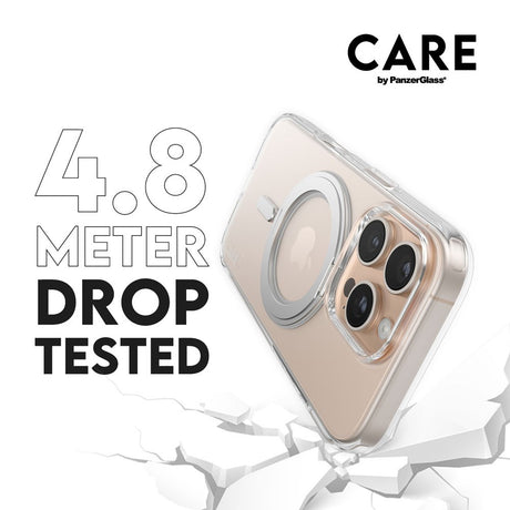 CARE by PanzerGlass iPhone 16 Pro Feature Kickstand Case - MagSafe Compatible - Transparent / Silver