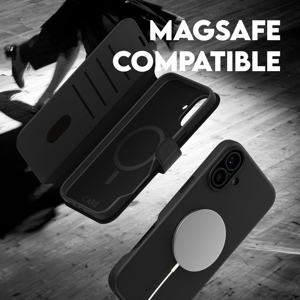 CARE by PanzerGlass iPhone 16 Feature Tango 2-in-1 Flip Case with Wallet - Black