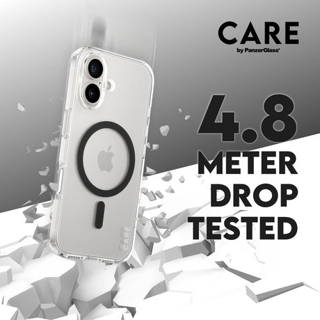 CARE by PanzerGlass iPhone 16 FLAGSHIP Urban Combat Case - MagSafe Compatible - Transparent / Black