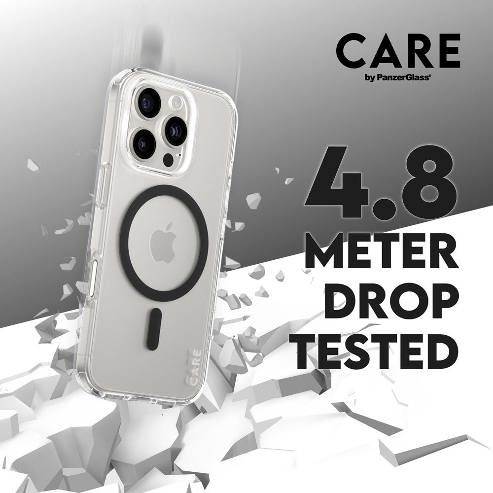 CARE by PanzerGlass iPhone 16 Pro FLAGSHIP Urban Combat Case - MagSafe Compatible - Transparent / Black